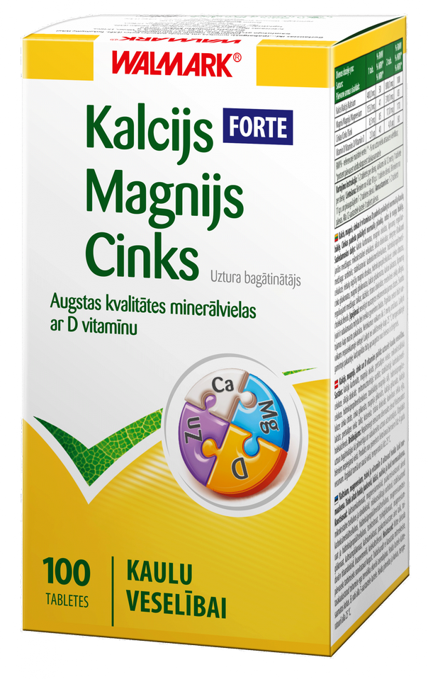 WALMARK   KALCIJS-MAGNIJS-CINKS Forte tabletes, 100 gab.