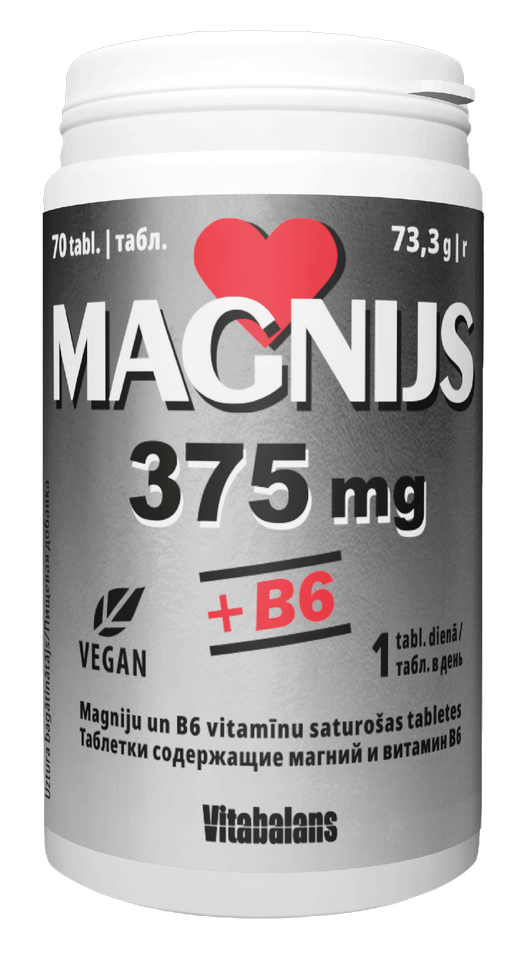MAGNIJS 375 mg + B6 tabletes, 70 gab.