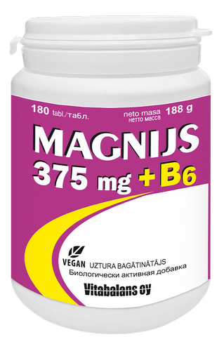 MAGNIJS 375 mg + B6 tabletes, 180 gab.