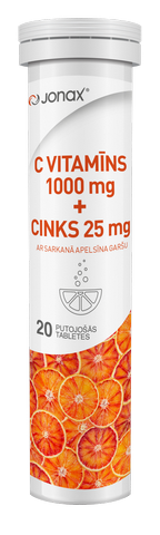 JONAX C Vitamīns 1000 mg+CINKS 25 mg putojošās tabletes, 20 gab.