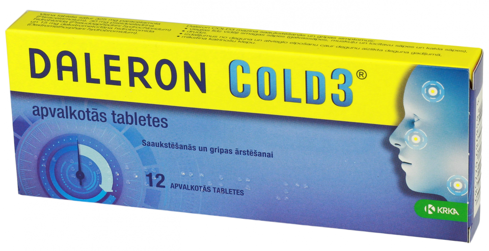 DALERON COLD 3 tabletes, 12 gab.