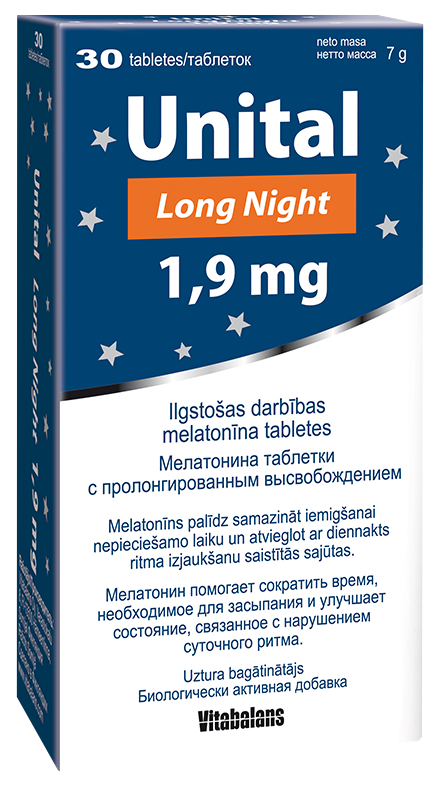 UNITAL Long Night 1,9 mg tabletes, 30 gab.