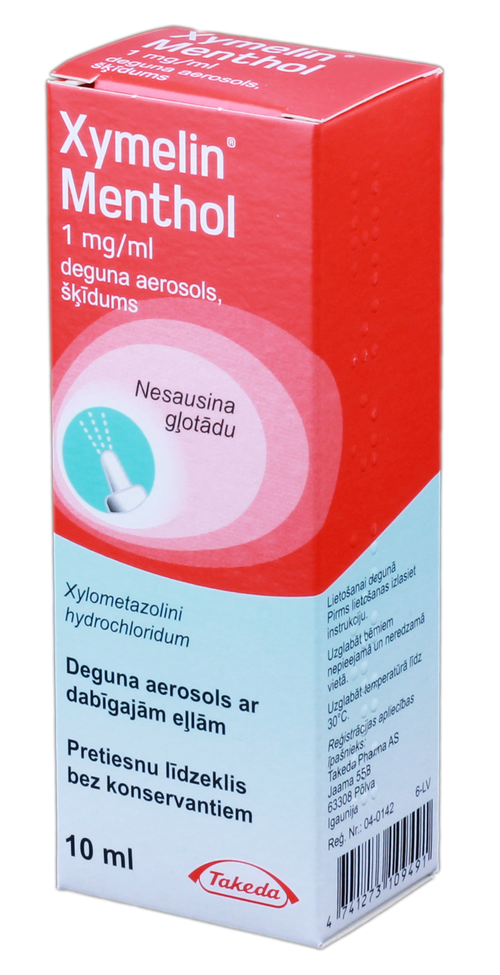 XYMELIN MENTHOL 1 mg/ml deguna aerosols, 10 ml