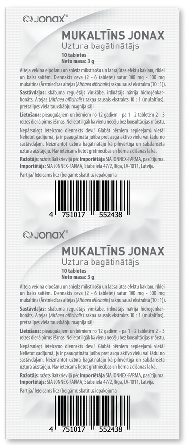 JONAX MUKALTĪNS tabletes, 10 gab.