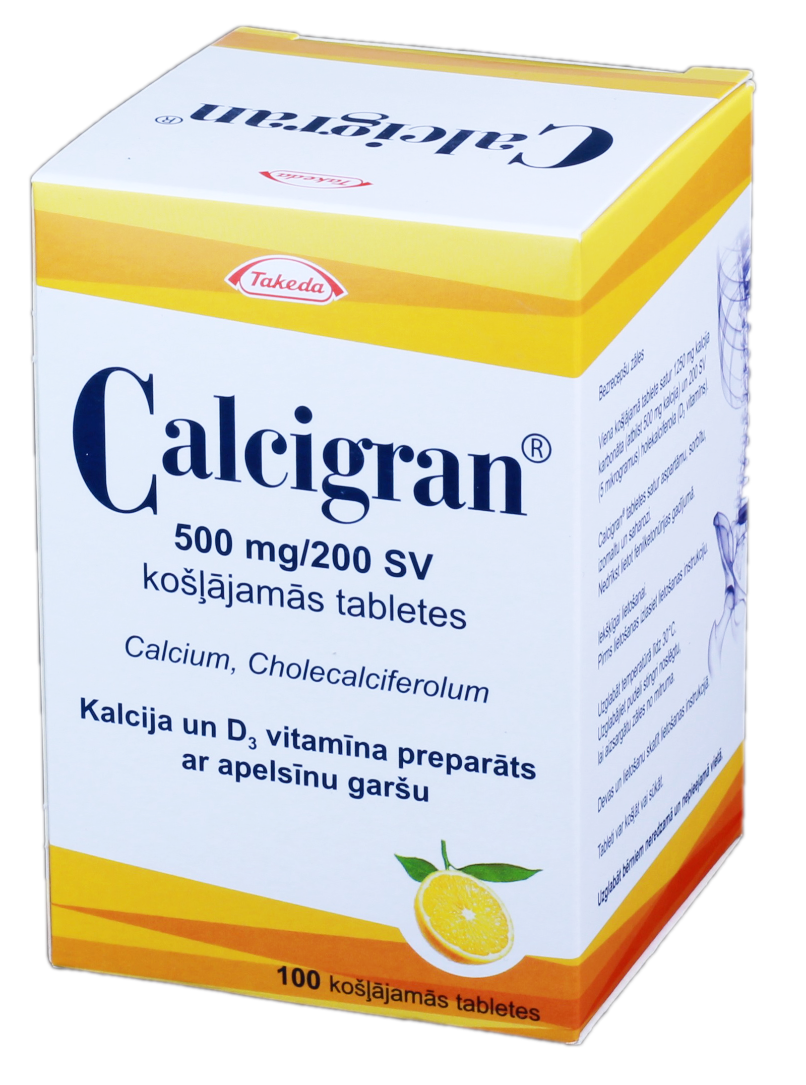 CALCIGRAN 500 mg/200 SV košļājamās tabletes, 100 gab.