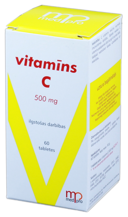 C VITAMĪNS 500 mg tabletes, 60 gab.