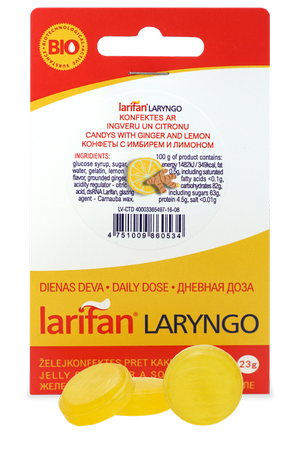 LARIFAN Laryngo Ingvers Citrons želejas konfektes, 23 g