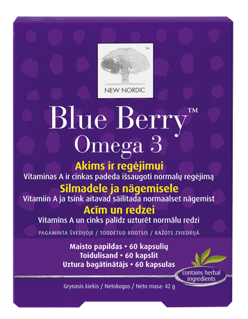 NEW NORDIC Blue Berry Omega 3 kapsulas, 60 gab.