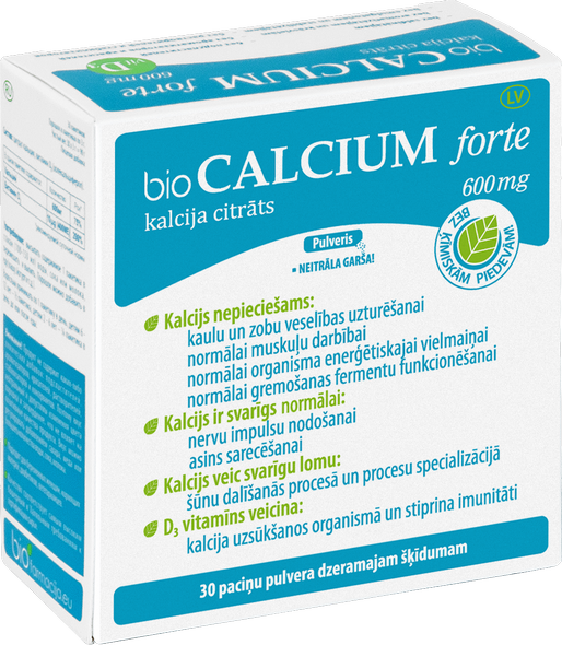 BIOFARMACIJA Biocalcium forte 600 mg pulveris, 30 gab.