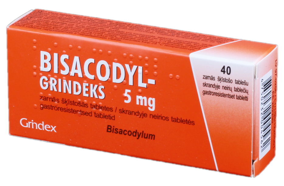 BISACODYL GRINDEKS 5 mg tabletes, 40 gab.