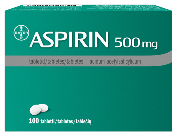 ASPIRIN 500 mg tabletes, 100 gab.