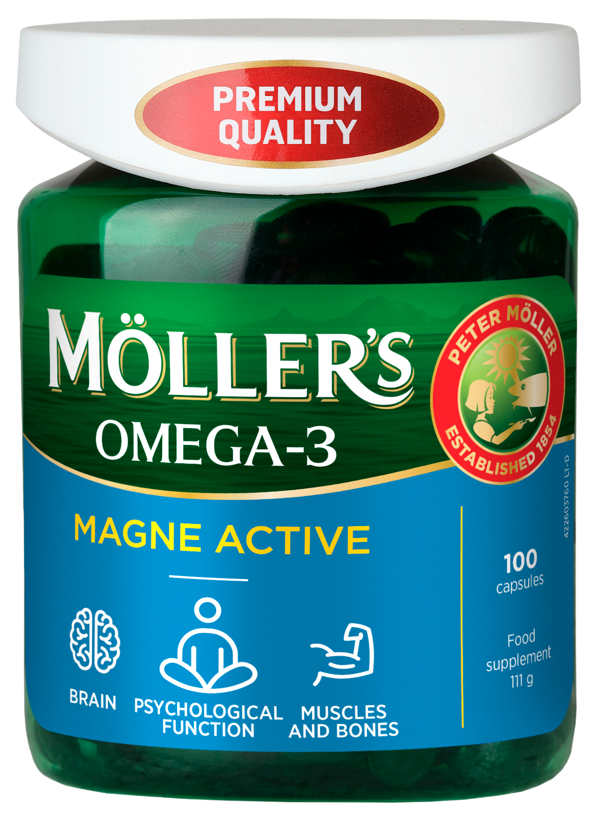 MOLLERS Omega 3 Magne Active mīkstās kapsulas, 100 gab.