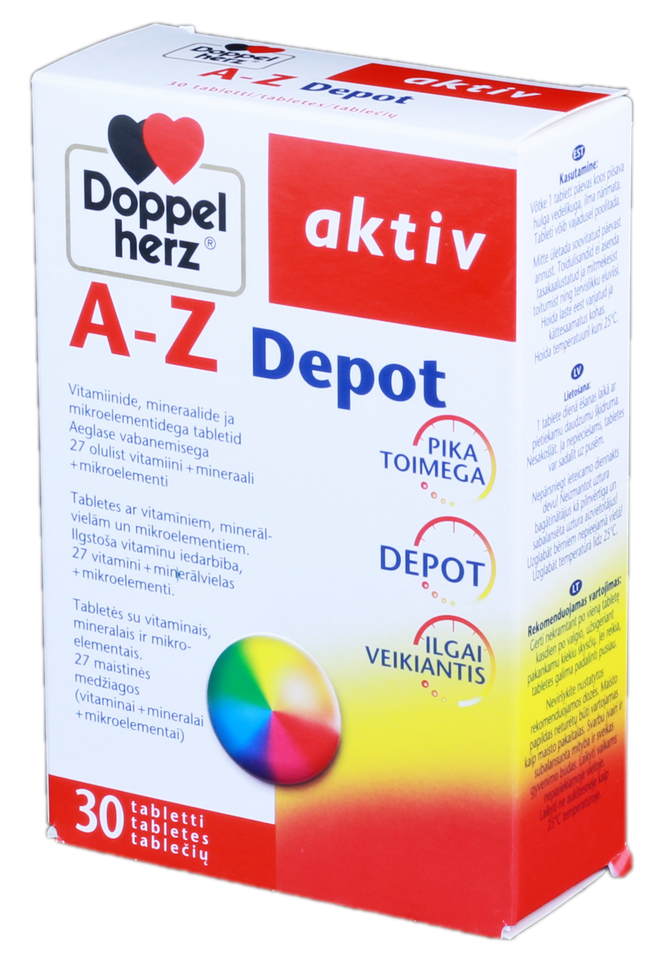 DOPPELHERZ Aktiv A - Z Depot tabletes, 30 gab.