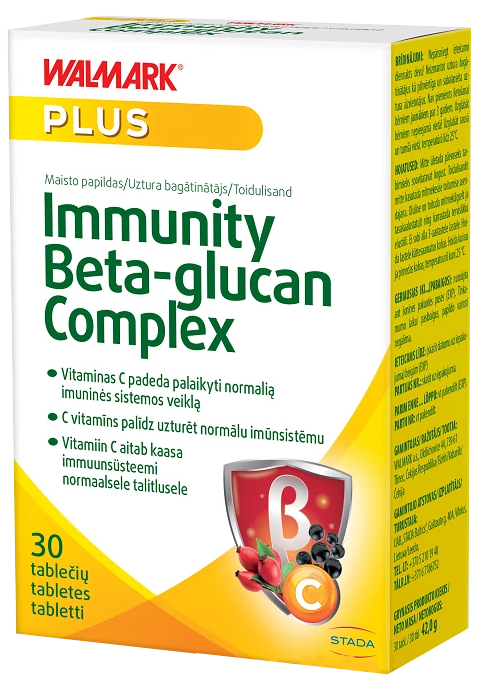 WALMARK   Immunity Beta-glucan Complex tabletes, 30 gab.