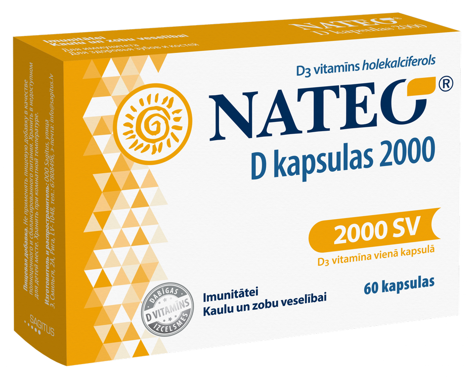 NATEO D 2000 SV kapsulas, 60 gab.