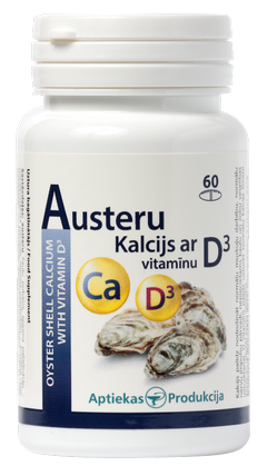 APTIEKAS PRODUKCIJA Austeru Kalcijs Ar D3 Vitamīnu tabletes, 60 gab.