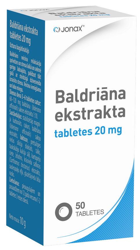 JONAX Baldriāna Ekstrakts 20 mg tabletes, 50 gab.