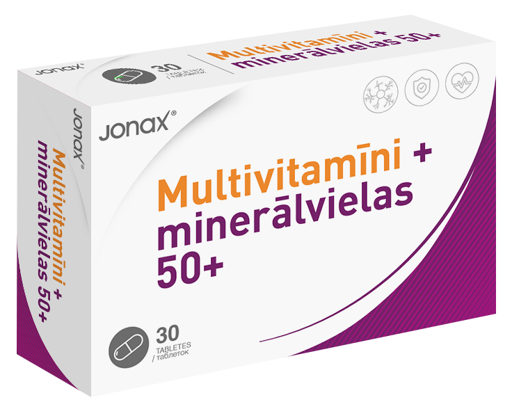 JONAX Multivitamīni + Minerālvielas 50+ tabletes, 30 gab.
