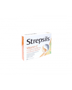 STREPSILS Vitamin C 1,2 mg/0,6 mg/100 mg sūkājamās tabletes, N24